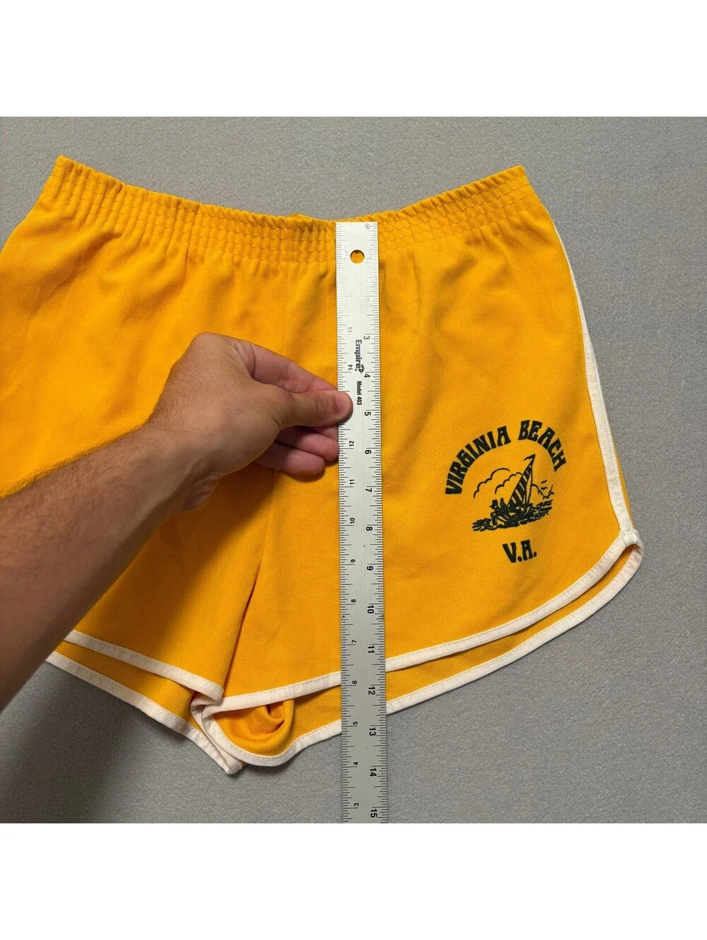 VTG 70's Champion Virginia Beach Gym Track Running Shorts Women's S Yellow Retro